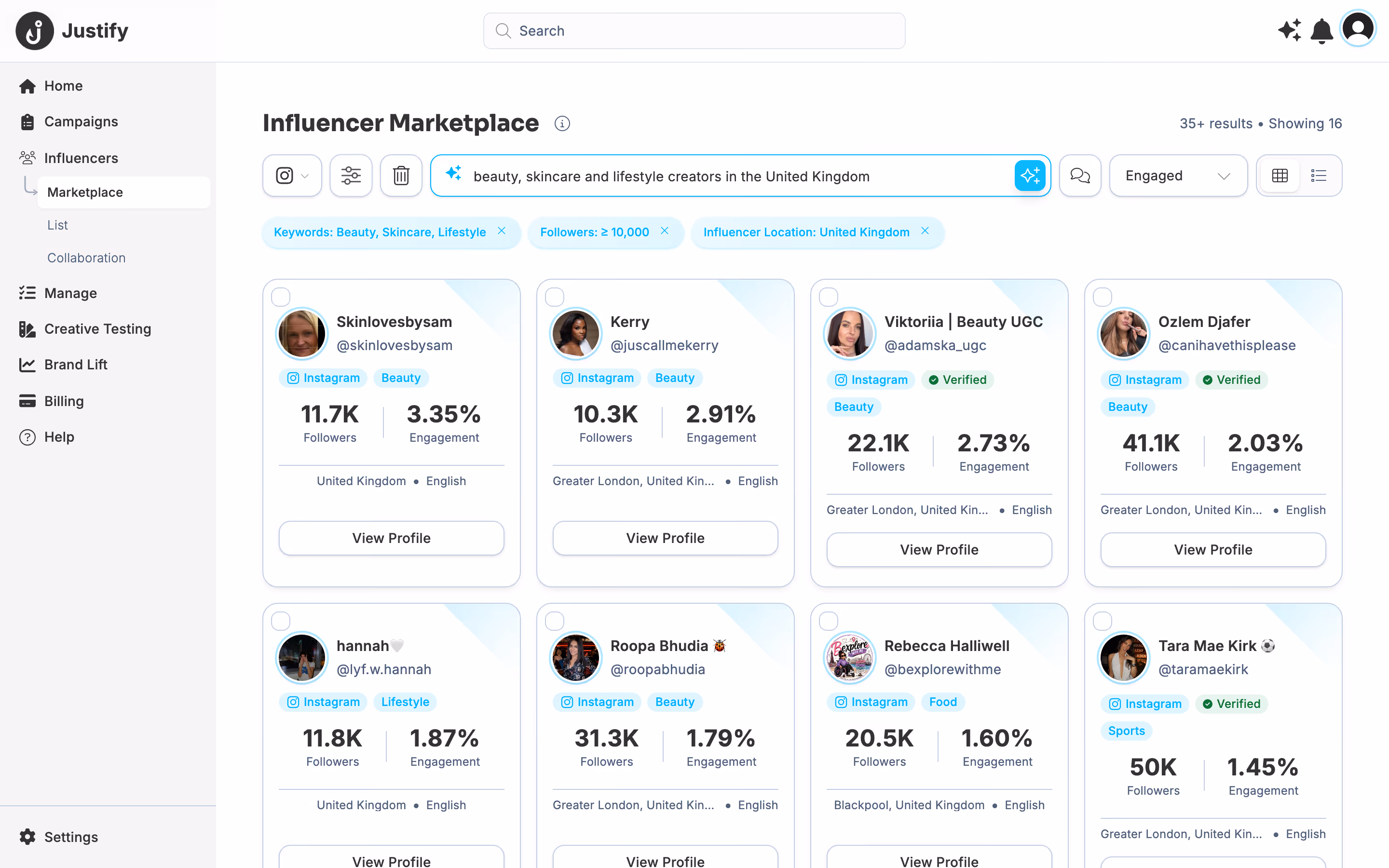 Justify: finding creators in the marketplace